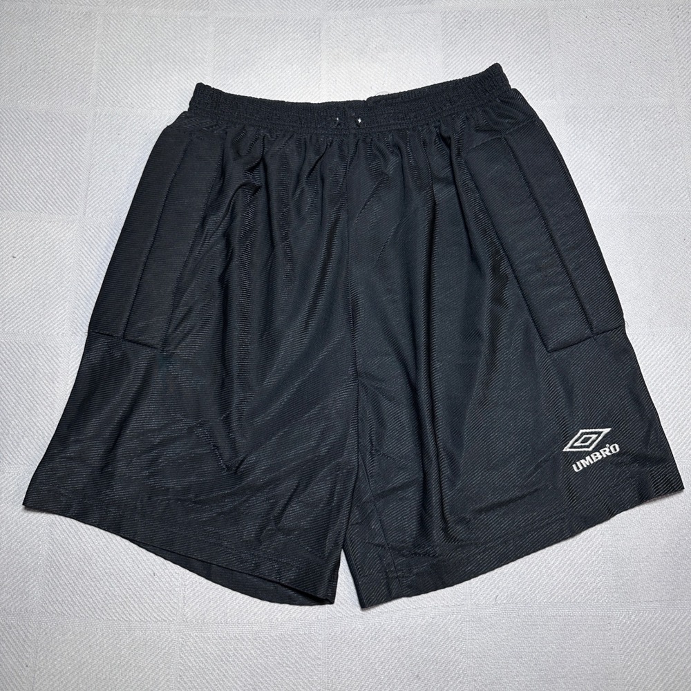 Vintage 90s Umbro Goalkeeper Shorts Adult XL Padded Hip Nylon Black USA Made